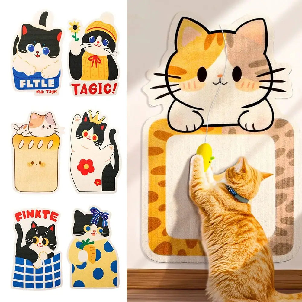 New Self-adhesive Cat Scratcher Wall-mounted Irregular-shaped Cat Crawler Stickers with Random Pendant Cat Supplies